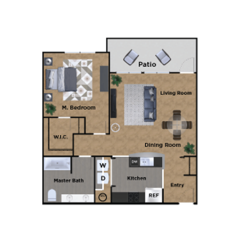 Pioneer Meadows One Bedroom One Bathroom Floor Plan